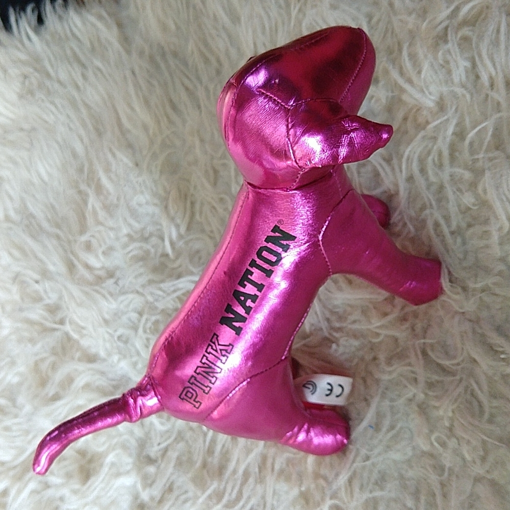 Victoria's Secret PINK Metallic Pink Nation Dog Plush